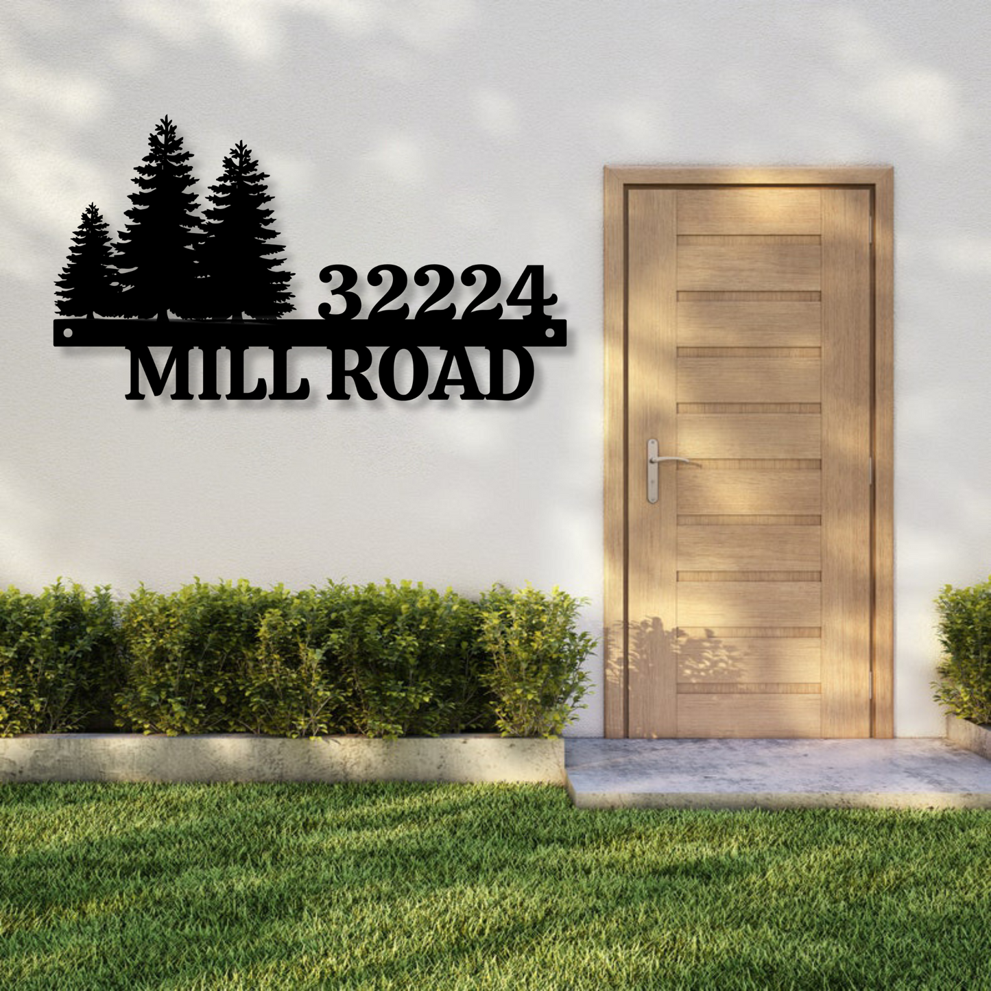 Custom Metal Address Sign, Pine Tree Decoration, Personalized Driveway Entrance Sign,Street Name Sign, Outdoor Patio Entryway Decor