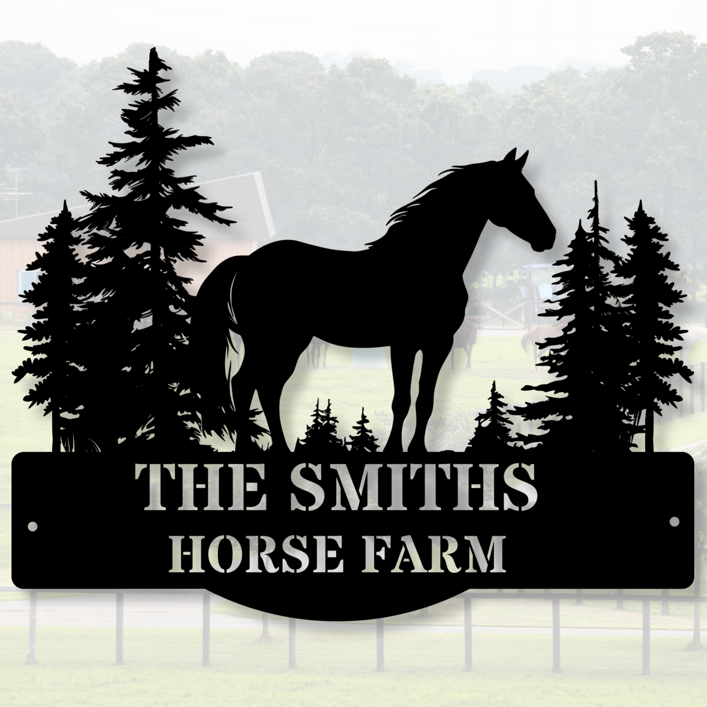 Custom Horse Farm Name Sign, Horse Ranch Sign, Horse Metal Sign, Metal Farm Sign, Horse Barn Decor, Horse Lover Gift, Horse Farm Decor