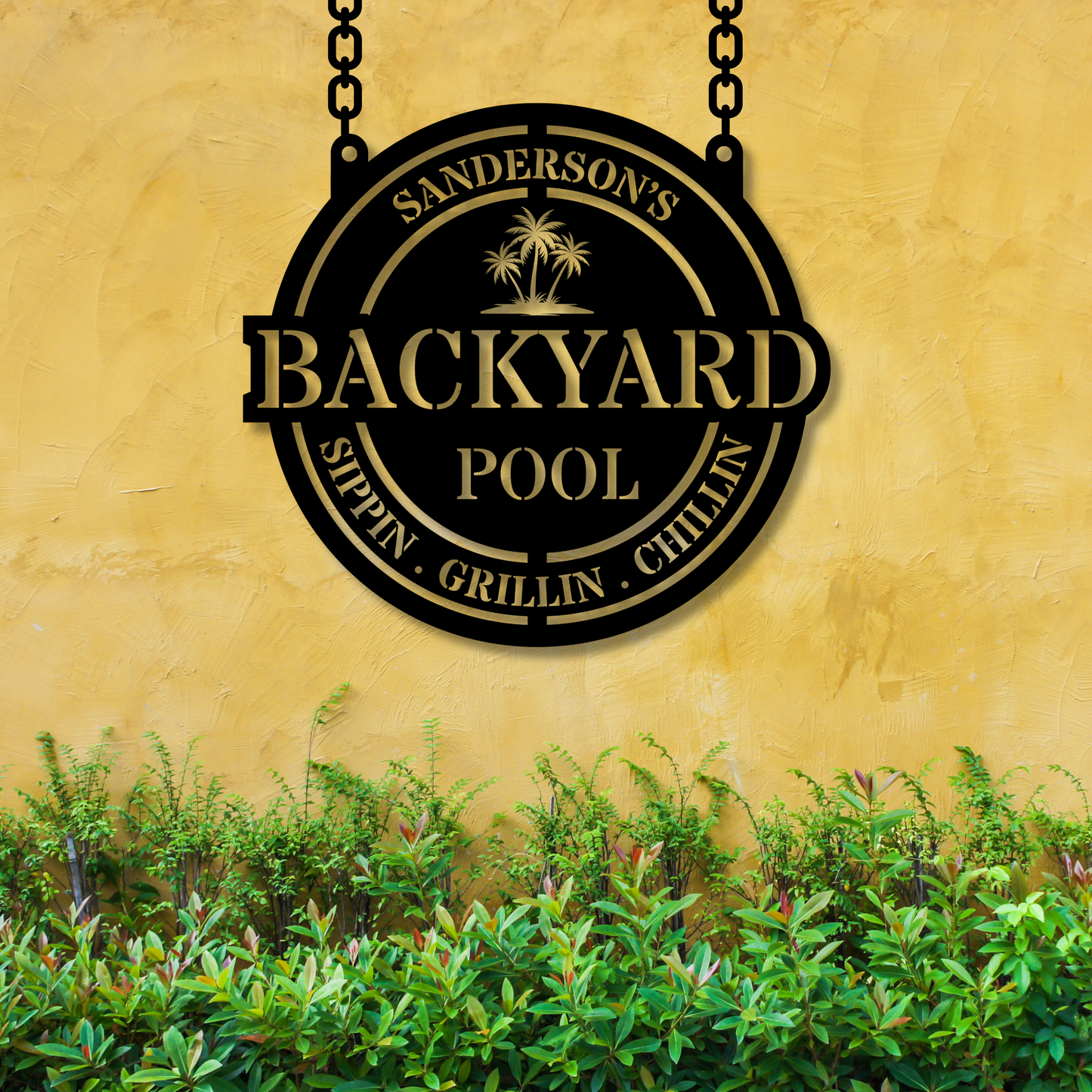 Personalized Pool Metal Sign, Outdoor Pool Decor, Custom Backyard Bar Sign, Poolside Oasis Metal Sign, Backyard Oasis Decor