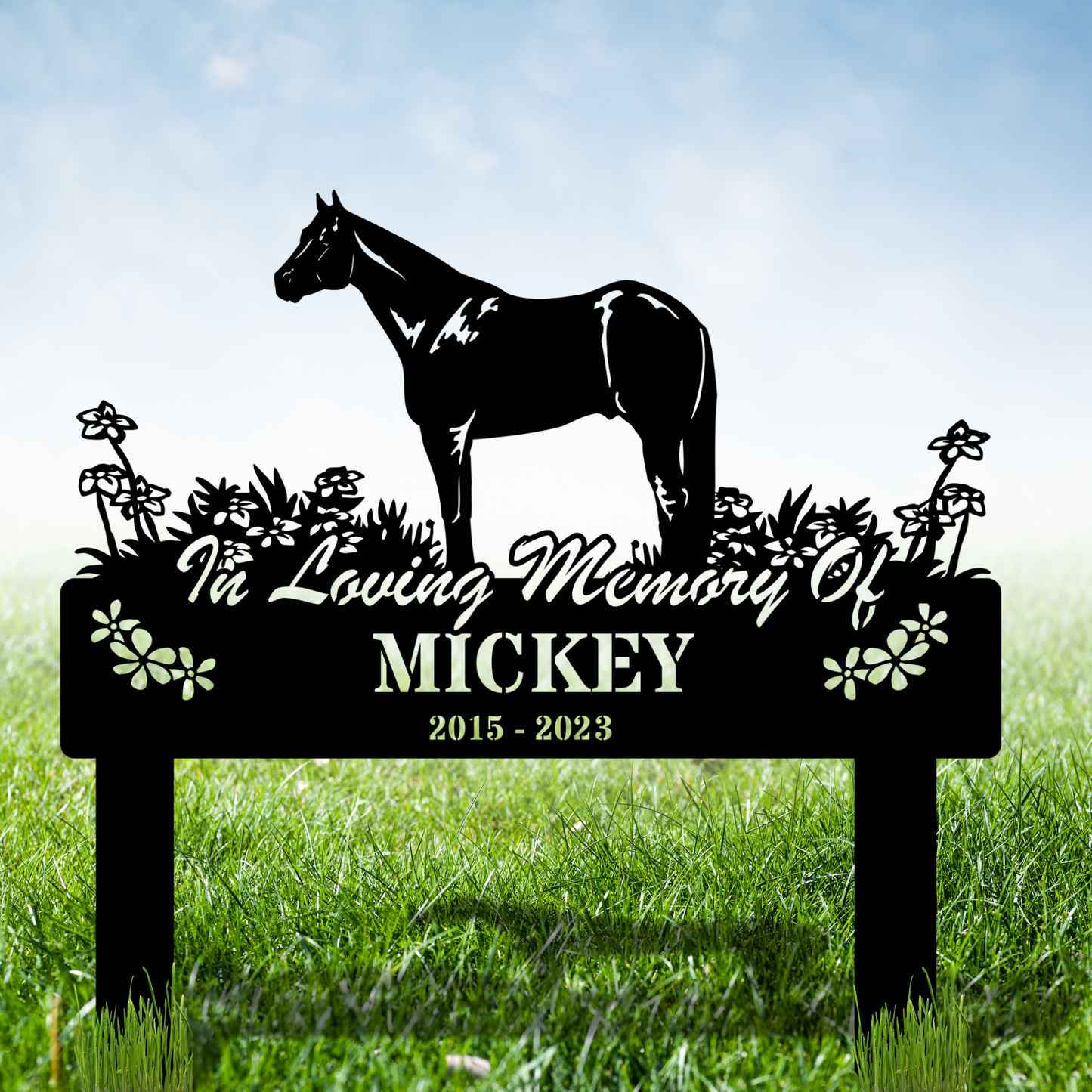 Custom Horses Memorial Metal Stake, Equestrian Remembrance, Personalized Grave Marker, Horse Lover Gift, Animal Tribute, Pet Memorial
