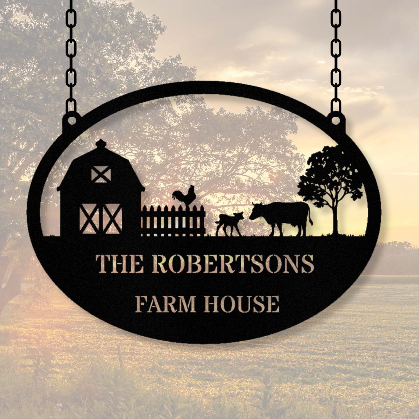 Customized Farmhouse Metal Sign, Farm Address Sign, Barn Hanging Metal Sign, House Number Sign, Couple Name Plaque, Country Home Decor