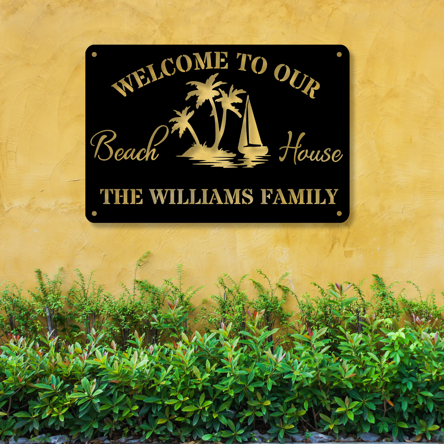 Custom Beach House Metal Sign, Nautical Decor, Lake House Decor, Welcome Sign, Family Name Sign, Metal Coastal Decor, Beach House Wall Sign