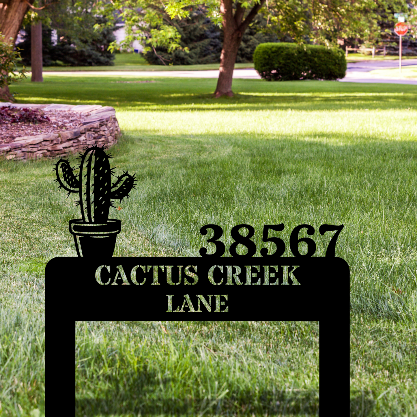 Custom Cactus Metal Address Stake, Personalized Outdoor Sign, Garden Decor Stake, Desert Decor, Housewarming Gift, Custom Yard Sign