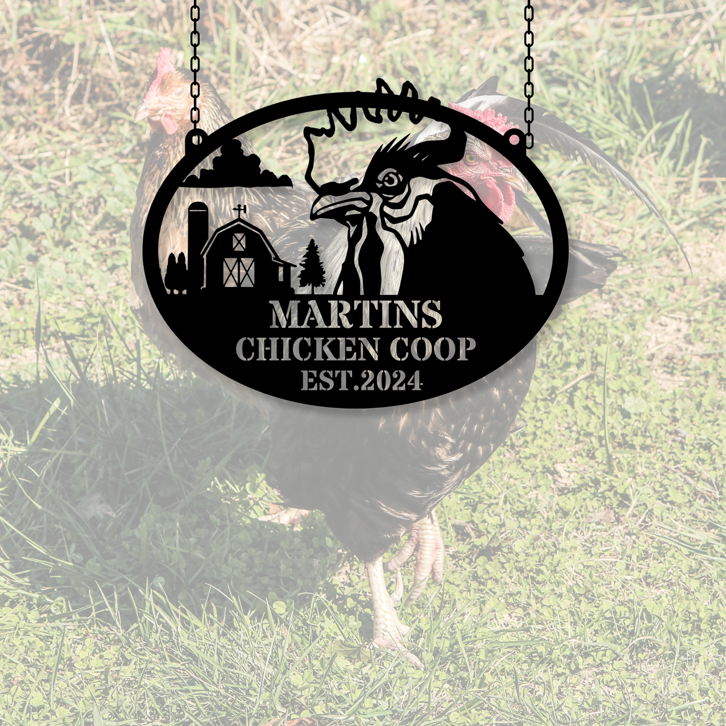 Custom Chicken Metal Sign,Personalized Chicken Coop Sign Name,Chicken coop Wall Art,Hen house Sign,Farm Sign,Barn Decor,Farm house Decor