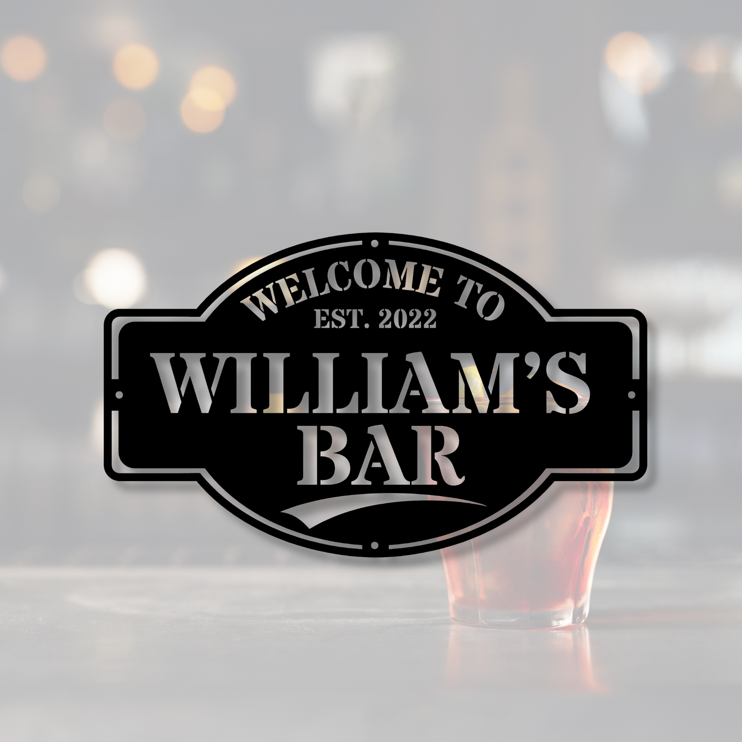 Custom Bar Wall Metal Sign, Personalized Sign for Bars, Metal Art Decor for Man Caves, Rustic Industrial Pub Wall Art