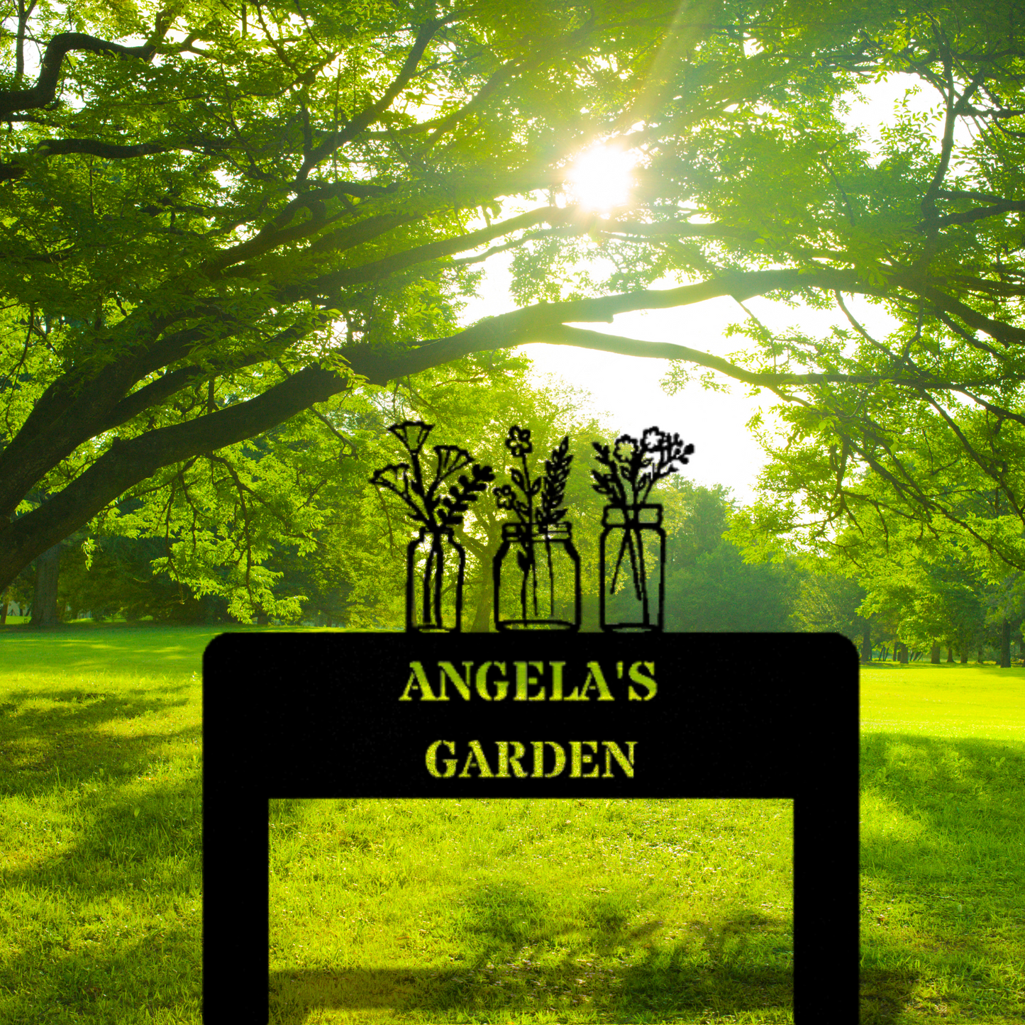 Flower Vase Garden Metal Stake Sign, Garden Decor, Garden Metal Sign, Gardener Gift, Nana's Garden Metal Art, Seedbed Metal Sign,Personalized Metal Sign Outdoor Metal Art