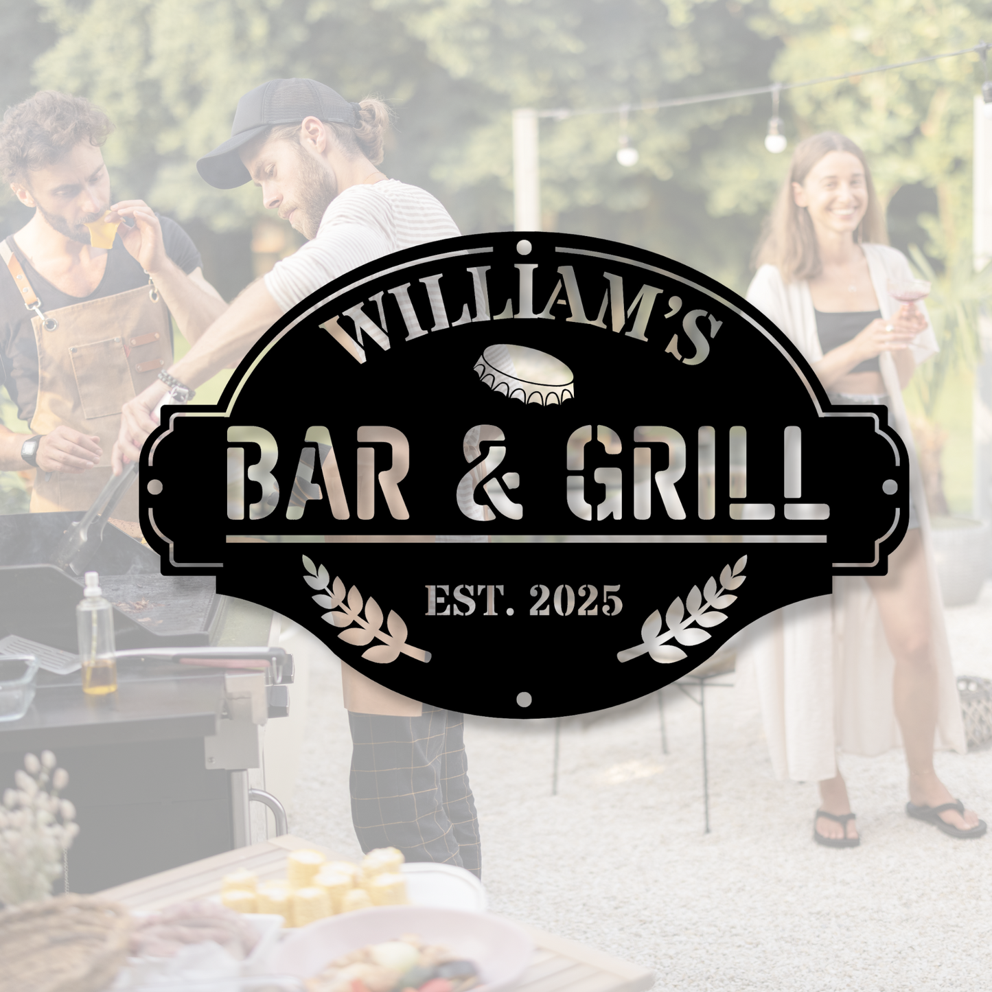 Custom Metal Signs, Personalized Bar and Grill Sign, Personalized Metal Barbecue Wall Sign, Custom Grill Sign, BBQ Wall Art Decor, Outdoor BBQ Decor, Gift for Grill Lovers