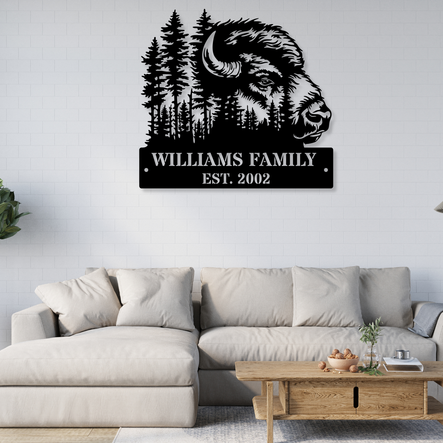 Custom Bison Metal Sign, Bison Monogram Sign, Bison Decor, Bison Gift, Farm Sign, Ranch sign, Cabin Decor