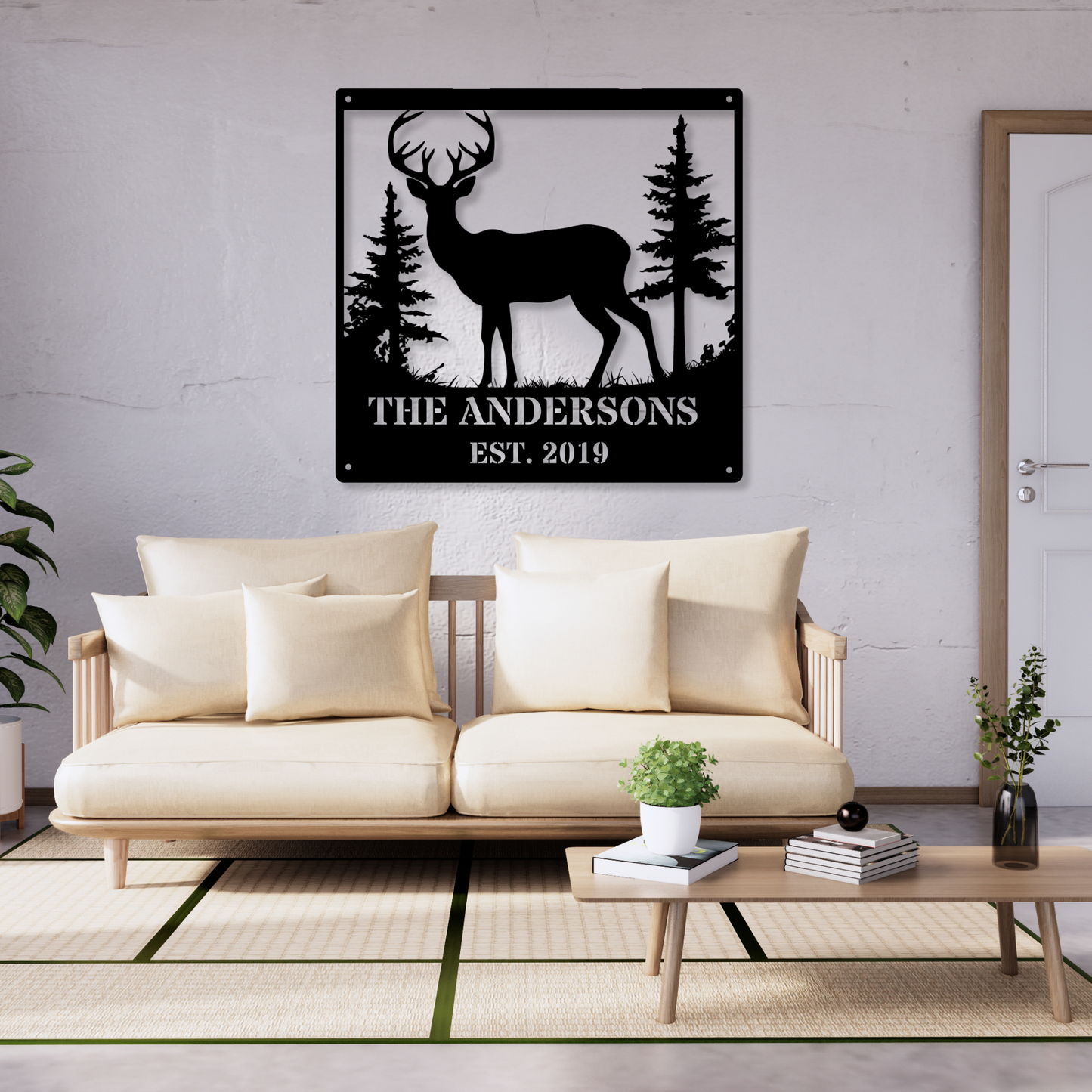 Custom Deer Monogram Metal Sign, Personalized Deer Metal Sign, Hunting Monogram Wall Decor, Deer Hunter Gift