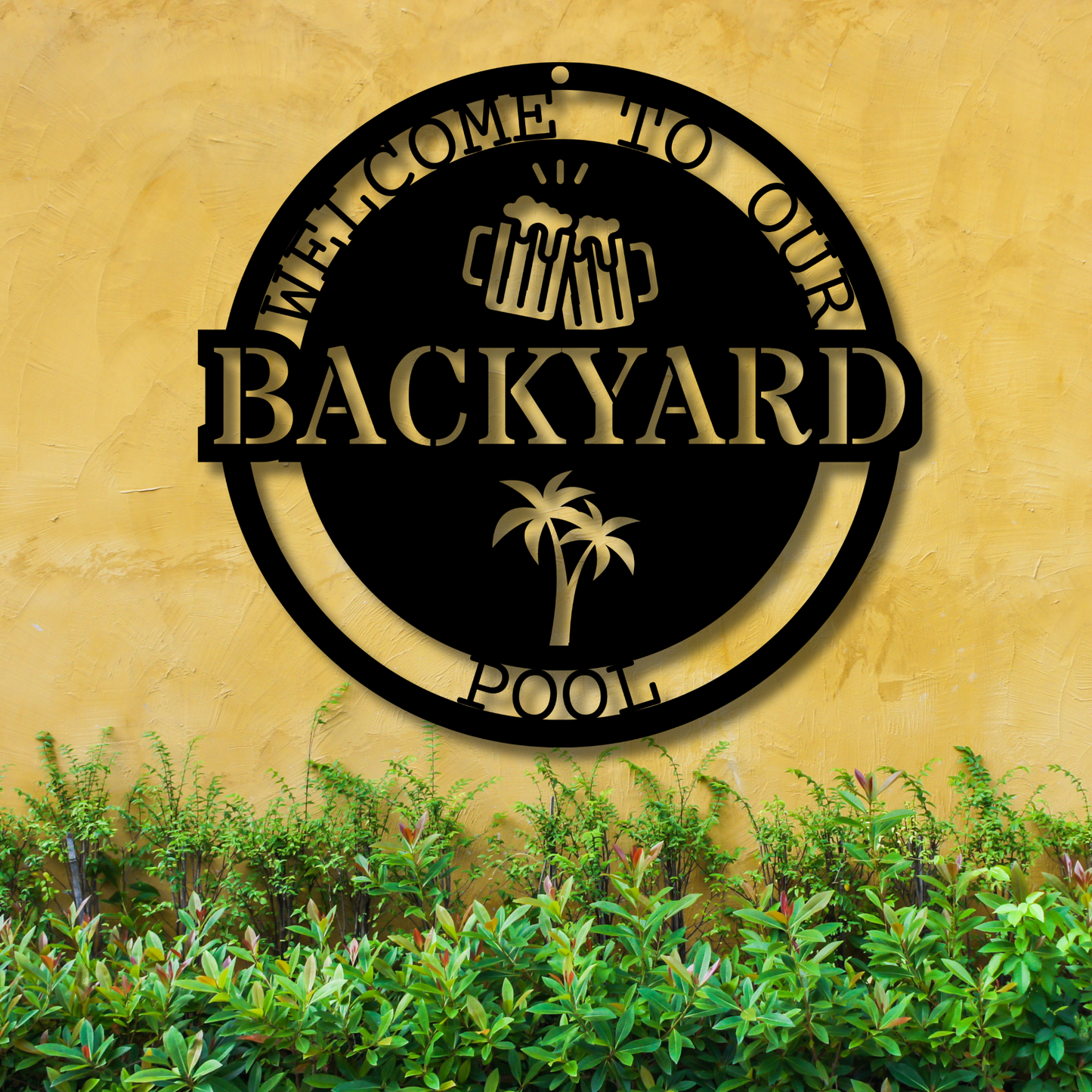 Personalized Poolside Sign, Custom Tropical Pool Sign, Pool Bar Sign, Patio Decor, Tiki Bar Art, Backyard Sign, Welcome Outdoor Sign