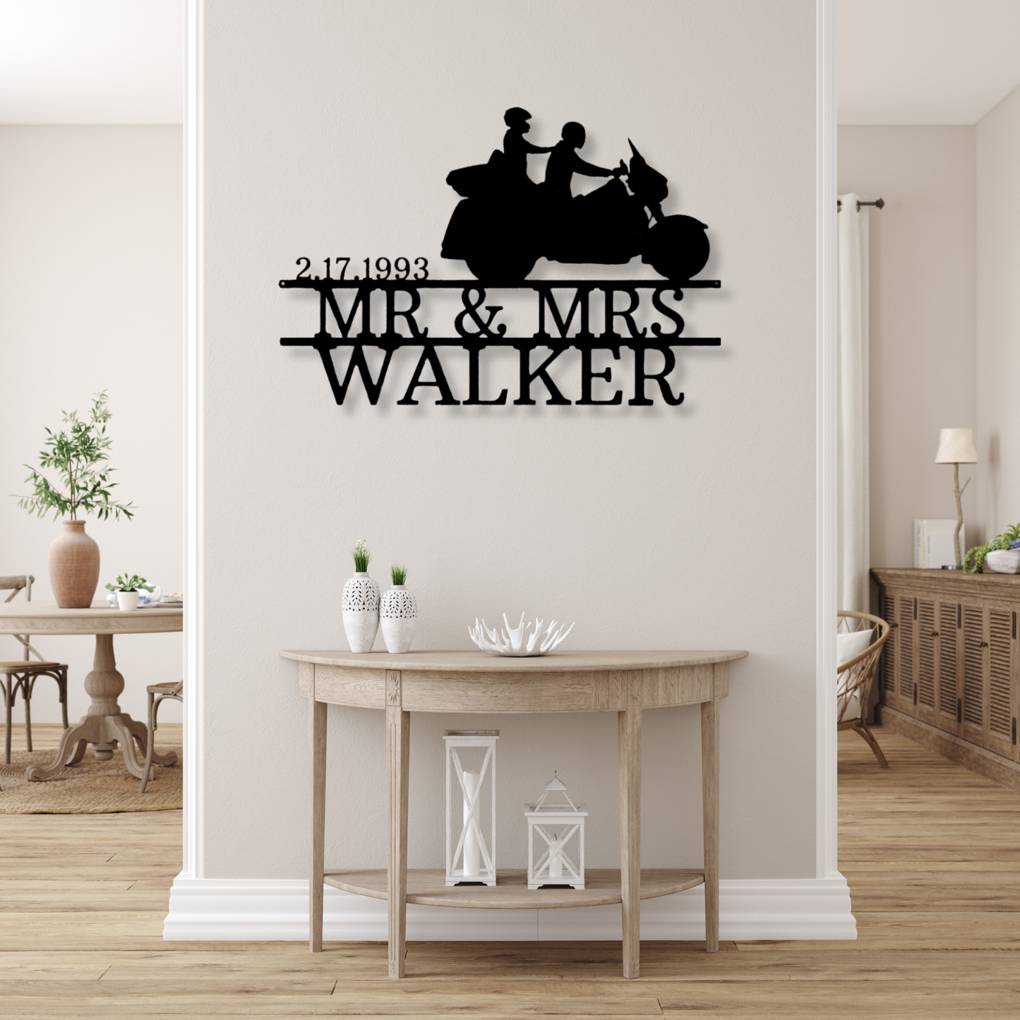 Motorcycle Metal Sign, Wedding Anniversary Gift, Married Couple Gift, Bikers Anniversary Gift, Personalized His & Hers, Last Name Sign