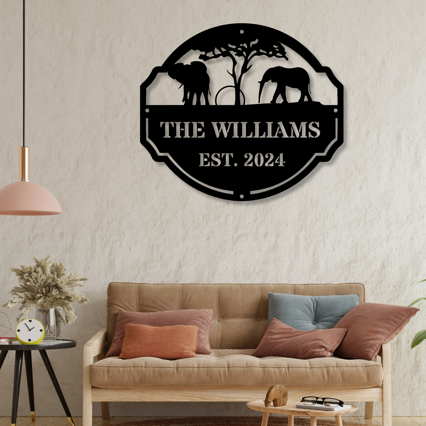 Custom Family Metal Sign, Elephant Metal Sign, Personalized Wall Decor