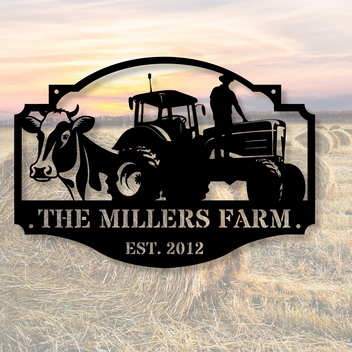 Custom Metal Barn Sign, Custom Farmhouse Sign, Horse Ranch Decor, Metal Cow Farm Sign, Outdoor Rustic Metal Decor