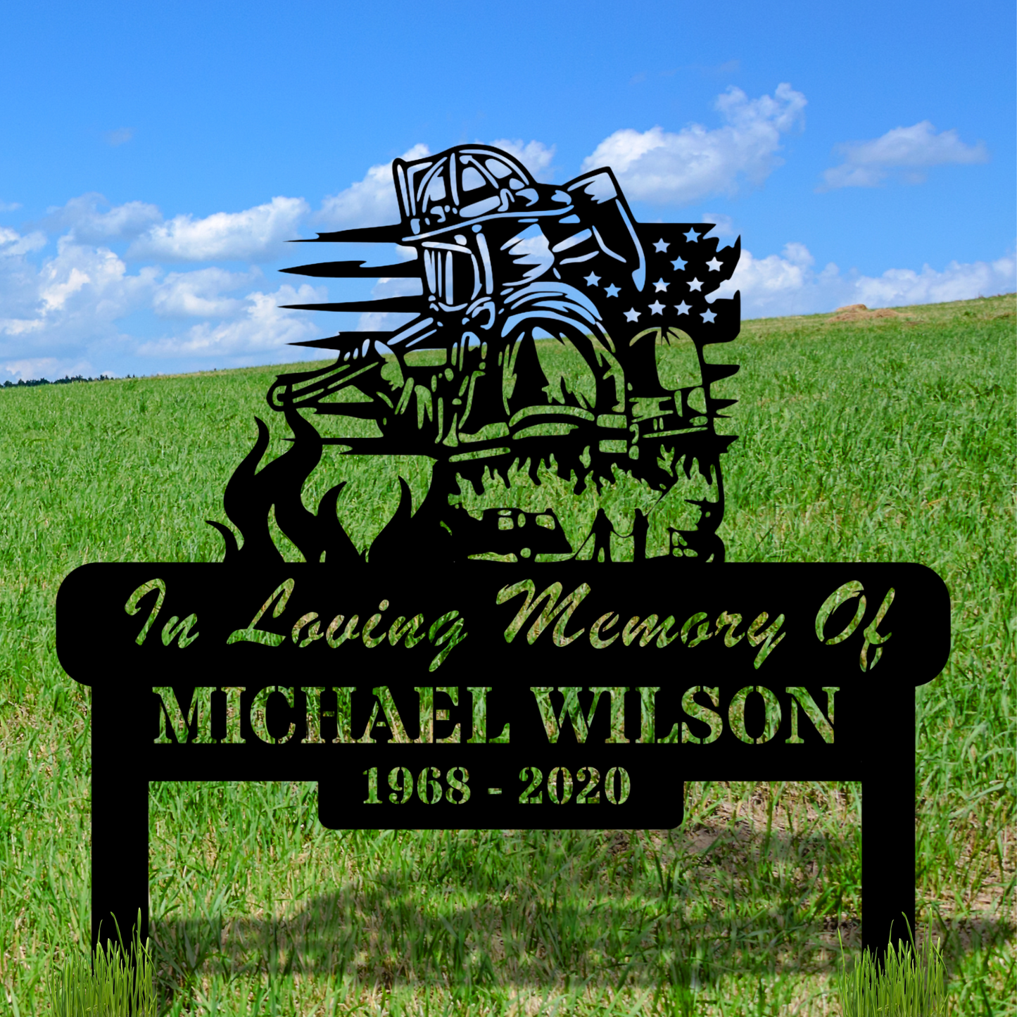 Custom Fireman Memorial Sign, Firefighter Memorial, Fireman Remembrance, Personalized Fireman, Metal Fireman Tribute Art