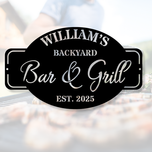 Personalized Grill Sign, BBQ Sign, Outdoor Sign, Grill Master gift, Cookout Sign, Camp Sign, Anniversary sign, Custom Metal sign, sign for him