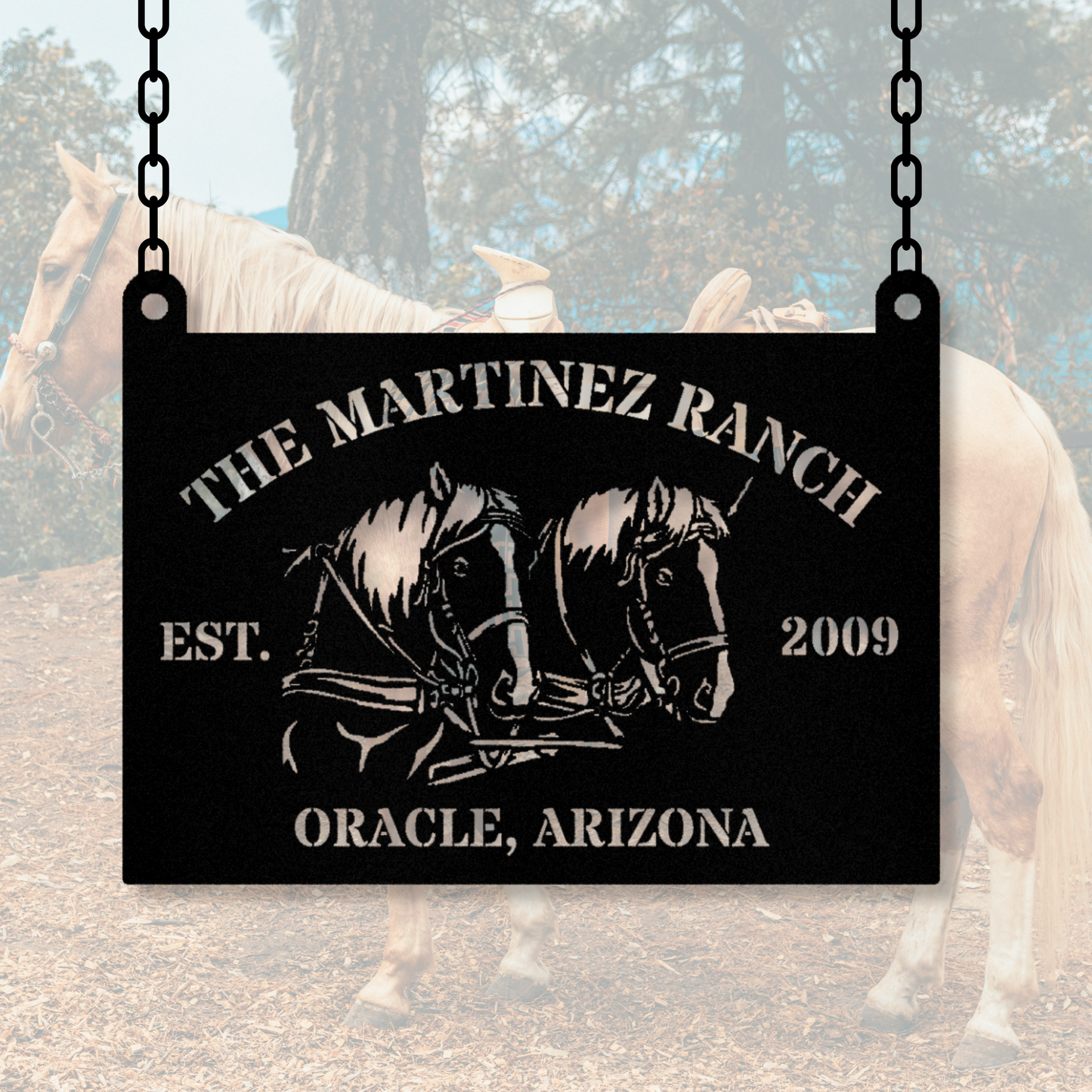 Custom Ranch Metal Sign, Hanging Farm Address Sign, Horse Farm Sign, Rustic Western Decor, Sign for Horse Ranch, Horse Lover Gift