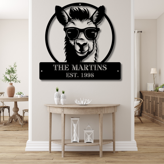 Custom Llama Wall Metal Sign Decor, Llama Art for Home, Llama Themed Room Decor, Unique Llama Gift, Metal Wall Hanging, Llama Lovers Decor