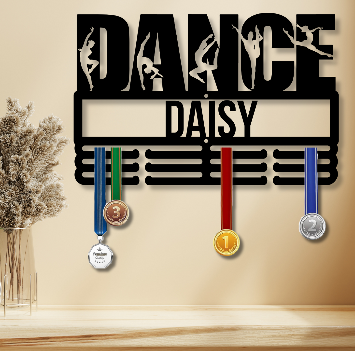 Custom Metal Ballerina Medal Hanger, Personalized Dance Medal Holder, Ballet Dancer Wall Art
