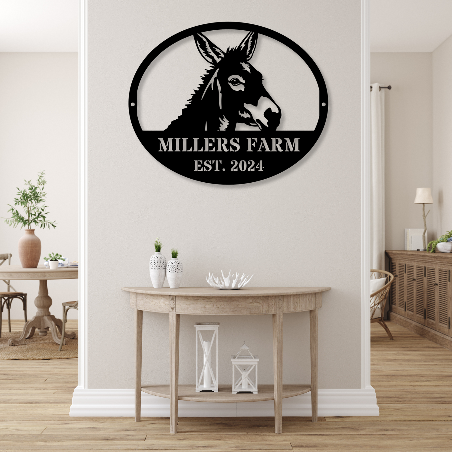 Custom Donkey Metal Wall Sign, Farmhouse Wall Decor