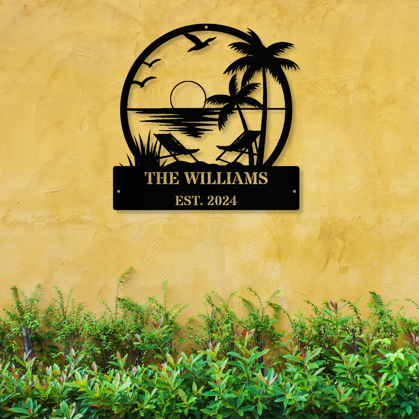 Personalized Beach House Metal Sign, Wall Decor