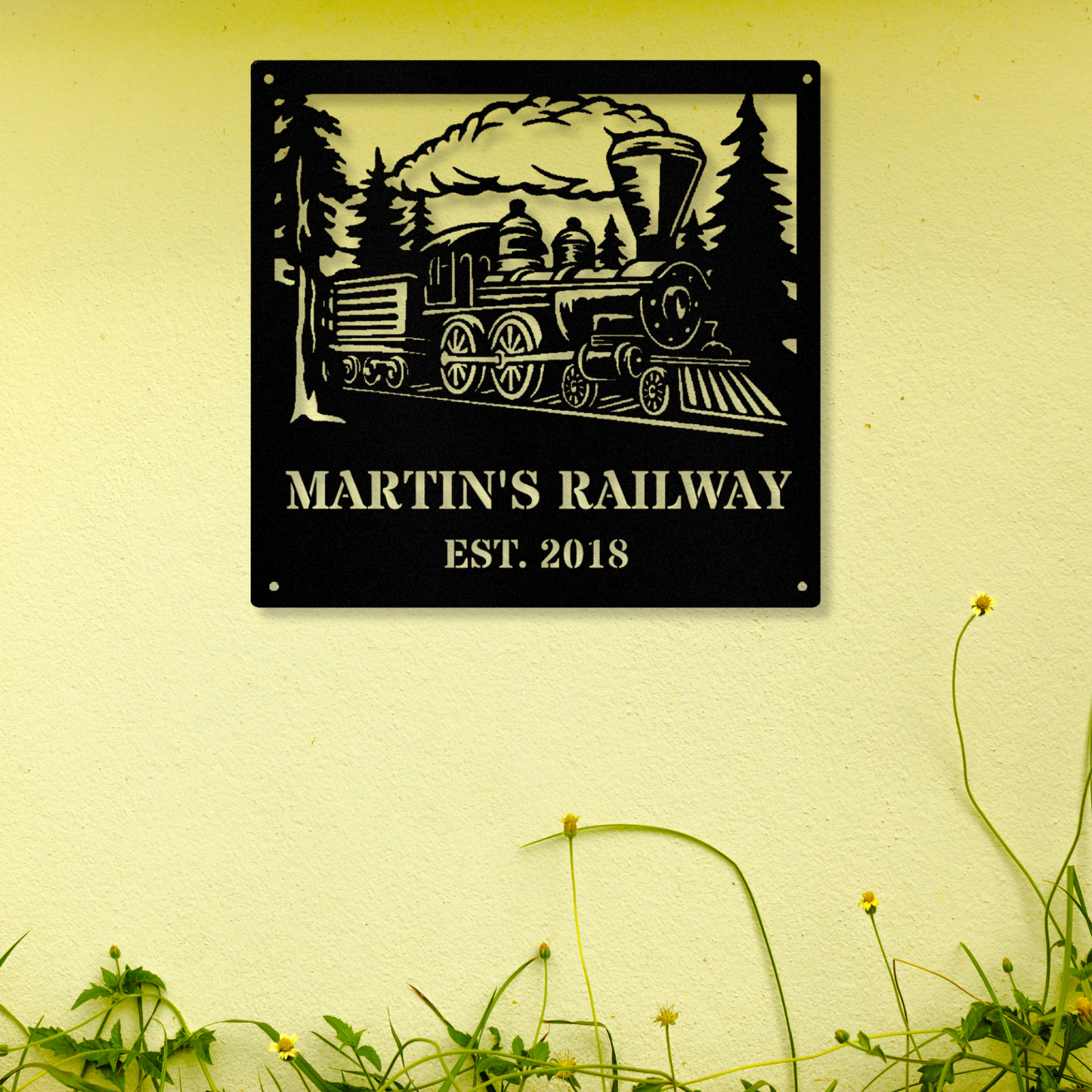Custom Railway Metal Sign, Personalized Classic Train Metal Sign, Train Décor Father’s Day Gift, Railroad Wall Décor Train