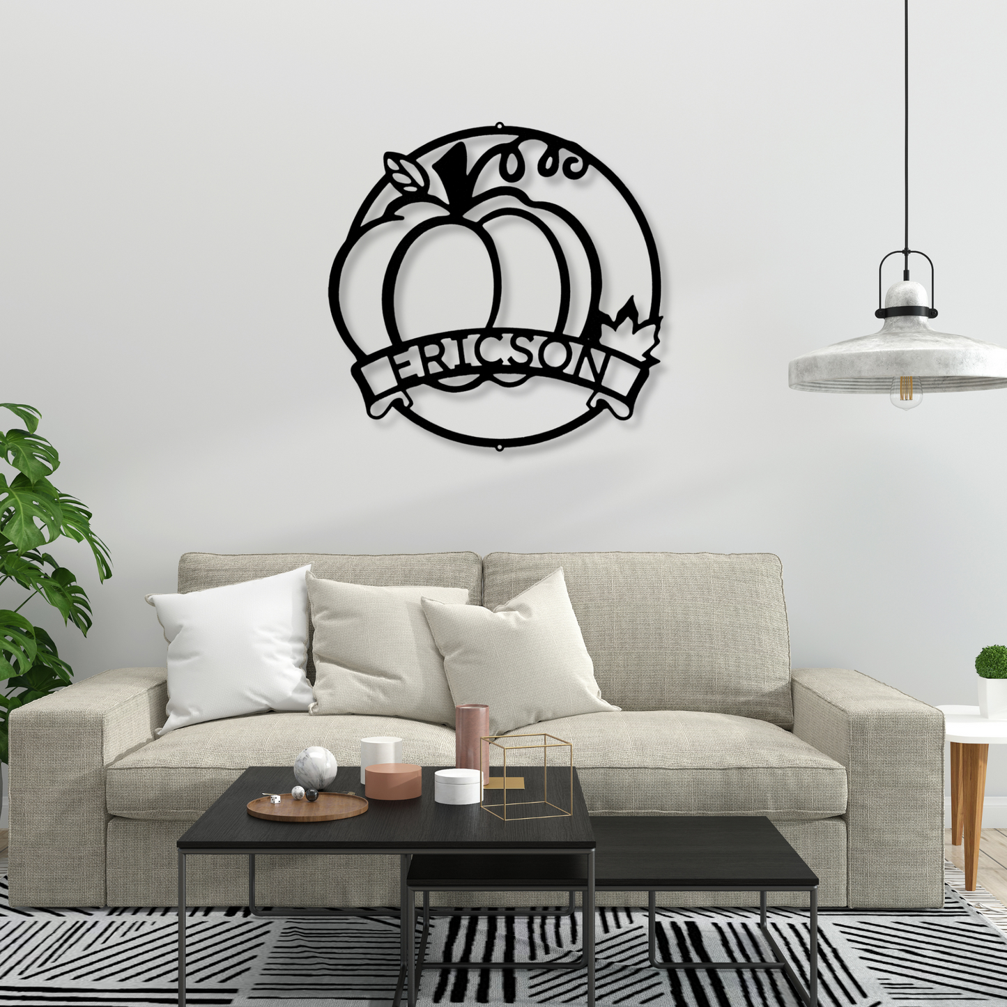 Fall Harvest Monogram,  Personalized Pumpkin Metal Sign., Last Name Metal Sign, Fall Decor, Indoor Outdoor Sign