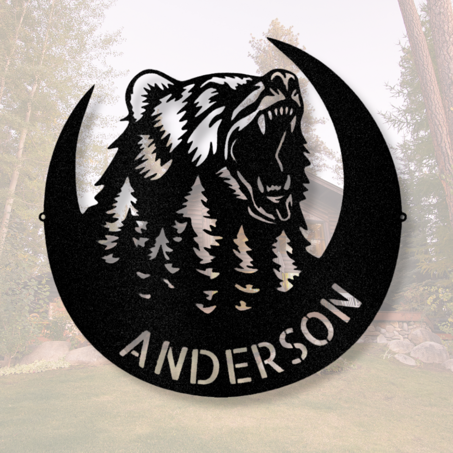 Personalized Roaring Bear Metal Sign, Family Name Wall Decor, Cabin Bear decor, Wildlife Wall Art, Father's Day Gifts, Last Name Wall Sign