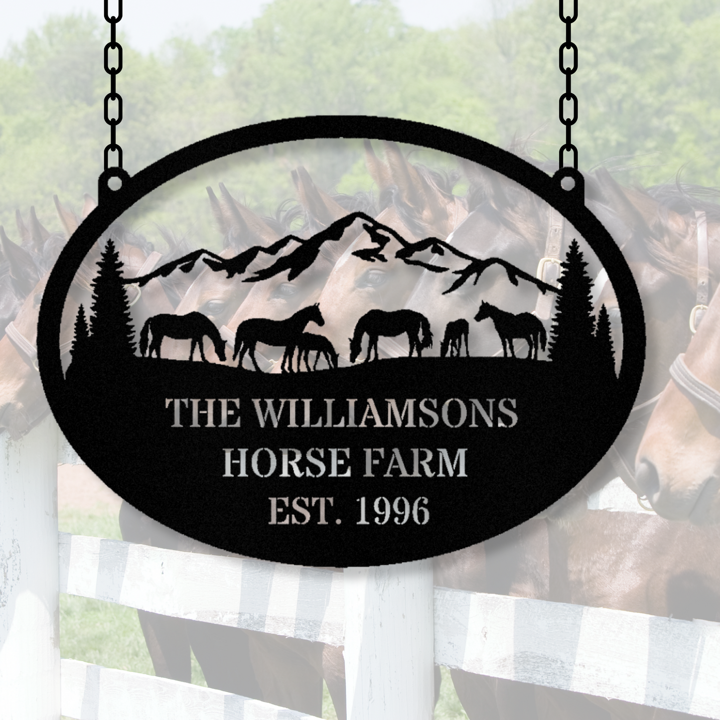 Customized Horse Farm Metal Hanging Sign, , Metal Horse Sign, Horse Ranch Signs, Farm Address Metal Sign, Equestrian Metal Art, Family Name