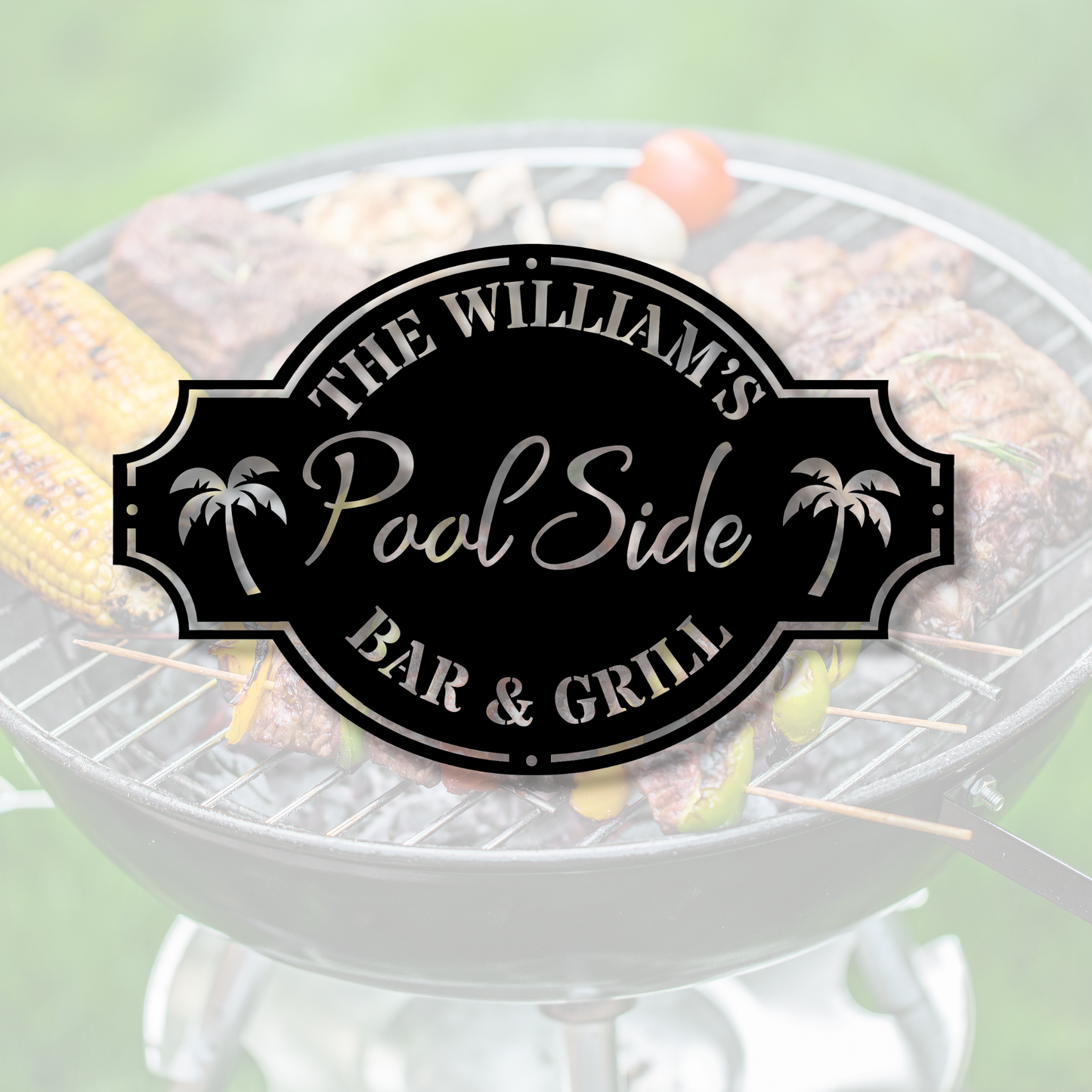 Custom Palm Tree Pool Sign Metal Wall Art, Custom Metal Sign, Bar & Grill Sign, Bar Sign, Backyard Sign, Kitchen Decor, Personalised Gifts