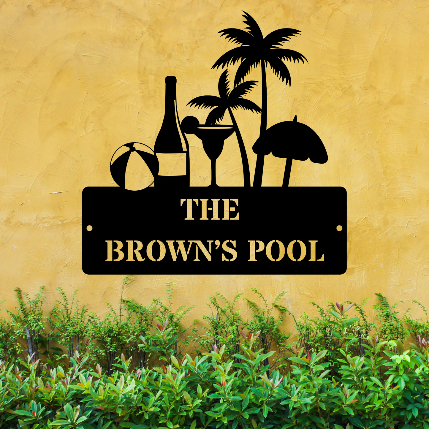 Personalized Beach Theme Sign, Custom Metal Pool Drink Sign, Family Name Beach Decor, Ocean & Nautical Art for Home and Pool House