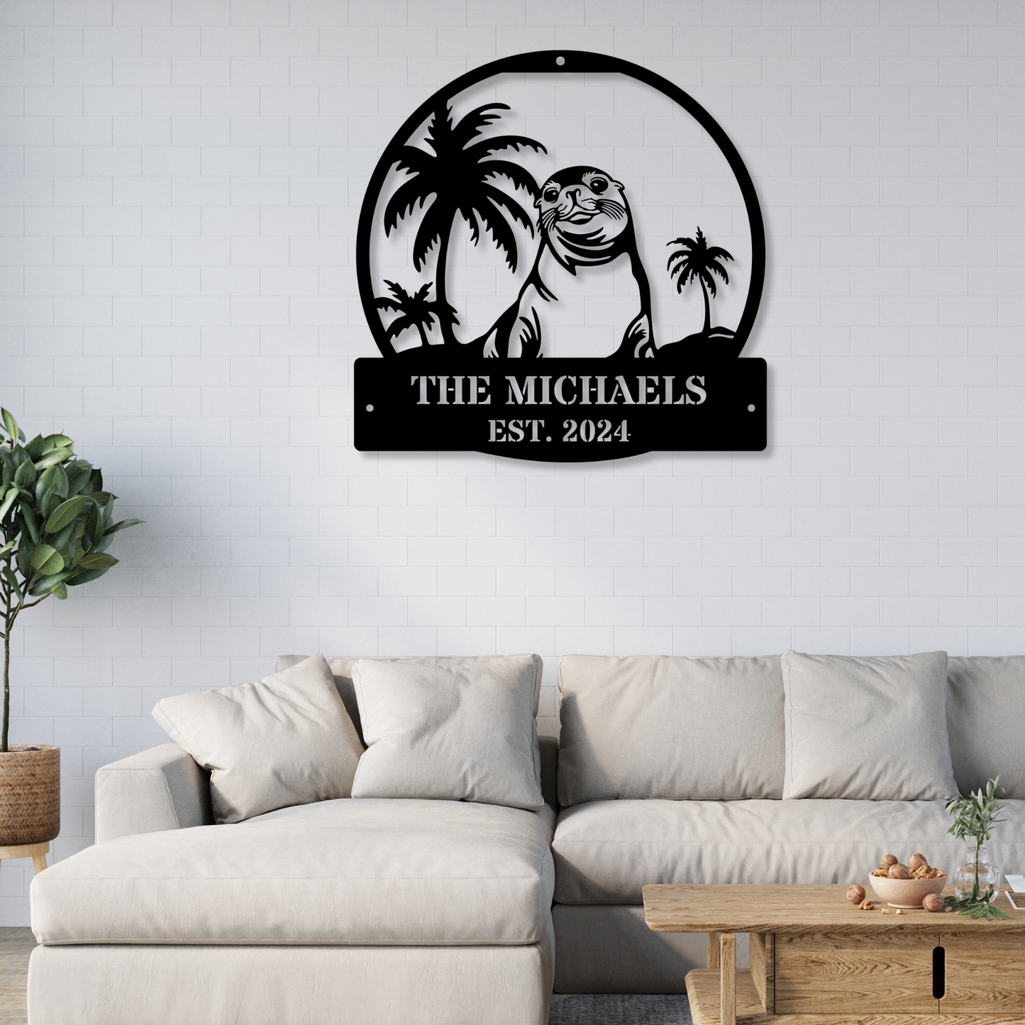 Custom Seal Metal Wall Sign, Personalized Seal Art, Beach House Metal Sign, Metal Home Decor, Customized Wall Sign, Seal Themed Decor