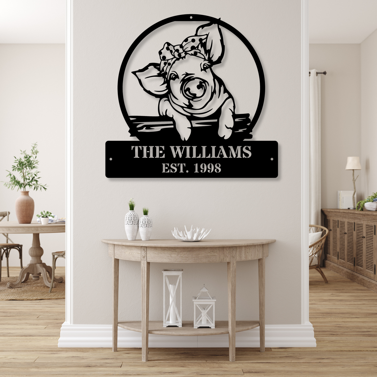 Custom Pig Metal Wall Sign, Pig Farm, Pig Wall Art, Farmhouse Decor, Rustic Metal Pig Decoration, Personalized Pig Gift, Metal Animal Sign