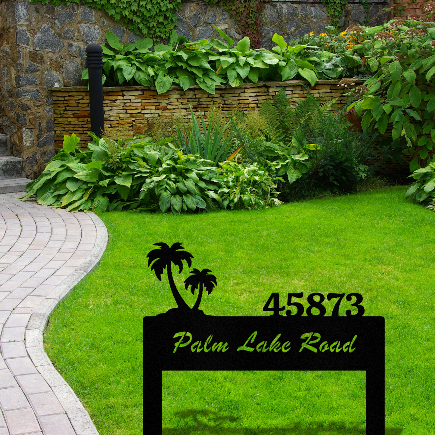 Palm Themed Address Sign, Address Stake Sign, Coastal Home address Sign, New Home Gift, House Closing Gift, Housewarming Gift, Front Yard Sign