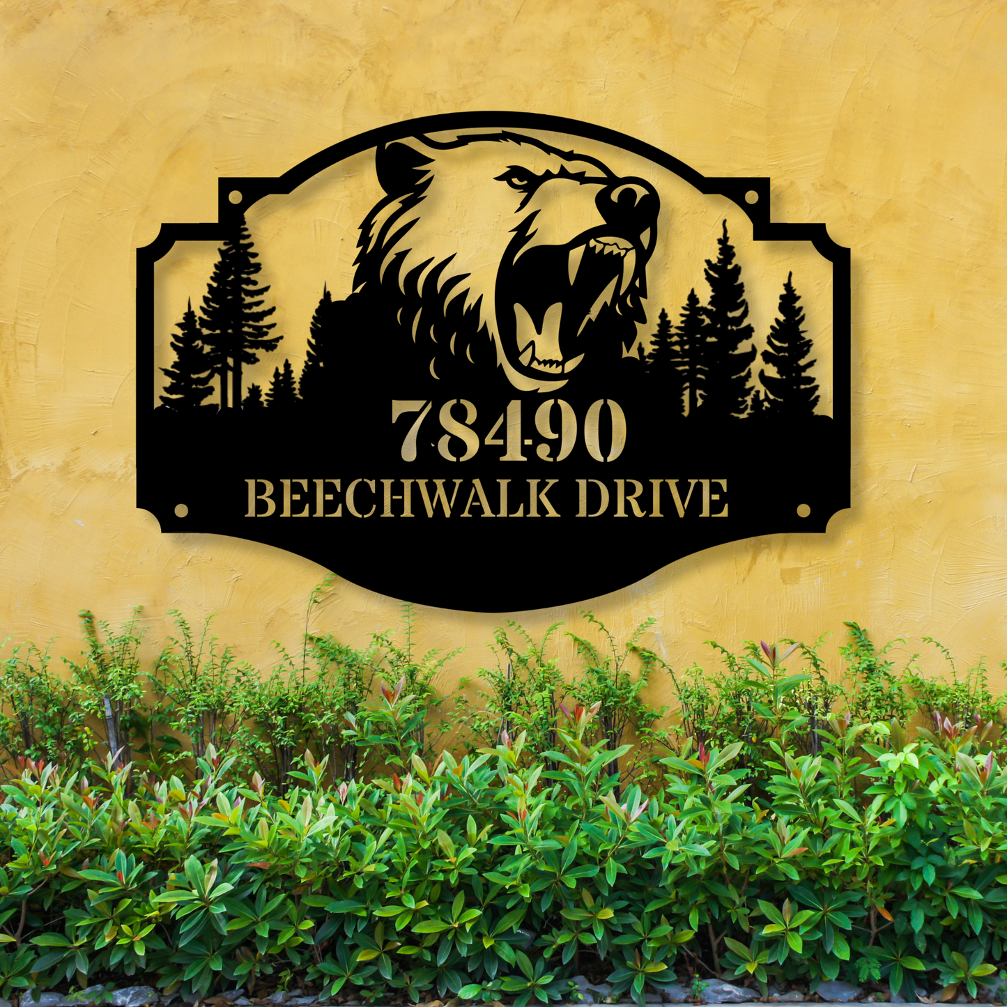 Custom Metal Bear Cabin Sign, Bears In Woods Address Sign, Custom Family Name Sign Bear Metal Sign, Bear Decor, Gift for Dad Yard Sign