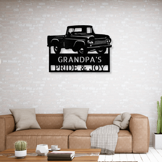 Grandpas Pickup Truck Monogram - Steel Sign