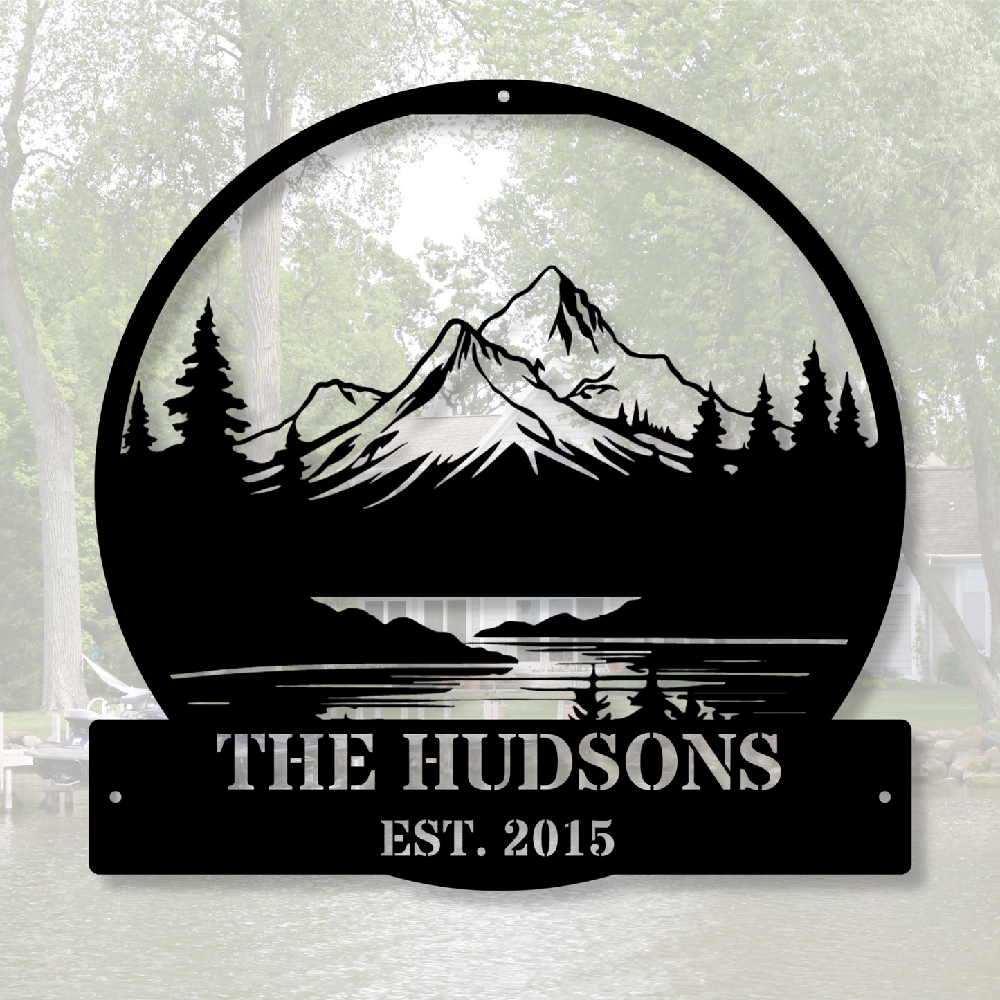 Personalized Mountain Metal Wall Art, Custom Nature and Forest Decor, Man Cave Sign, Unique Outdoor Art, Rustic Home Decoration Gift