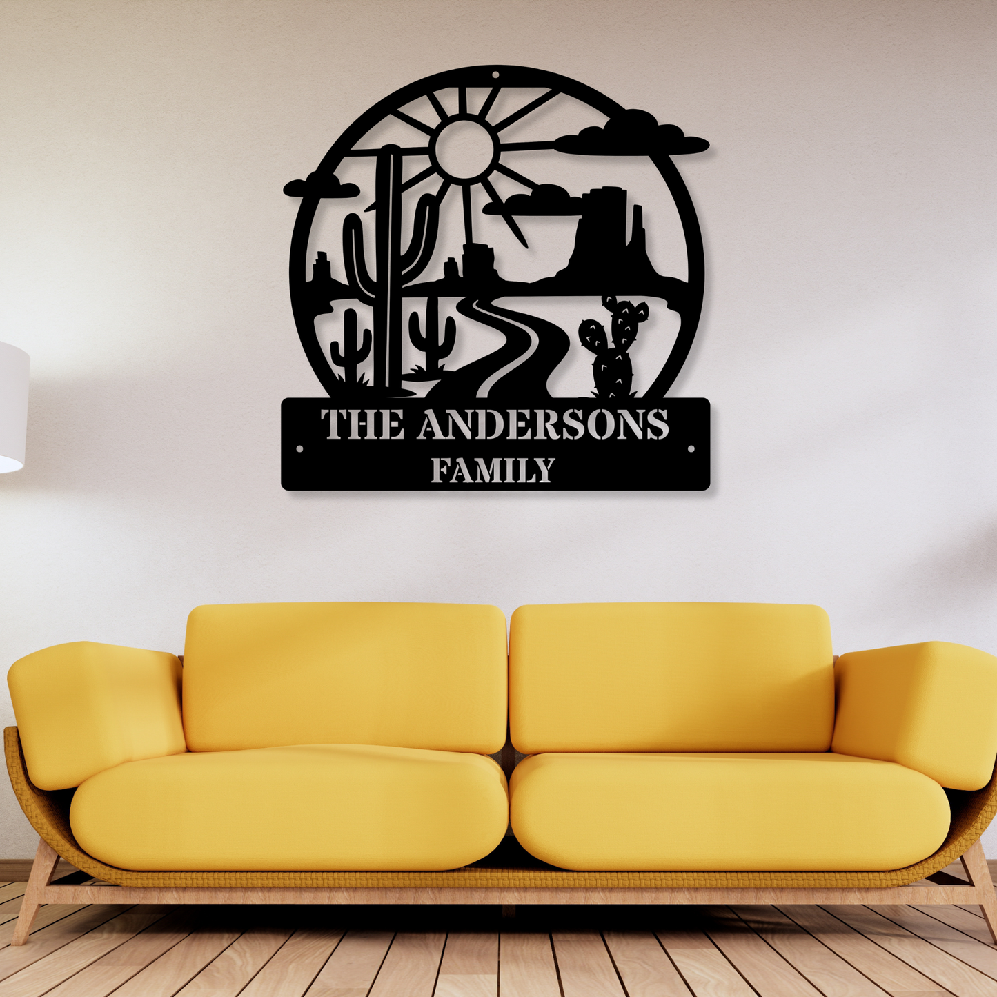 Custom Desert Scene Metal Sign, Desert Metal Art, Rustic Desert Decor, Personalized Artistic Metal Wall Piece, Southwestern Home Decor