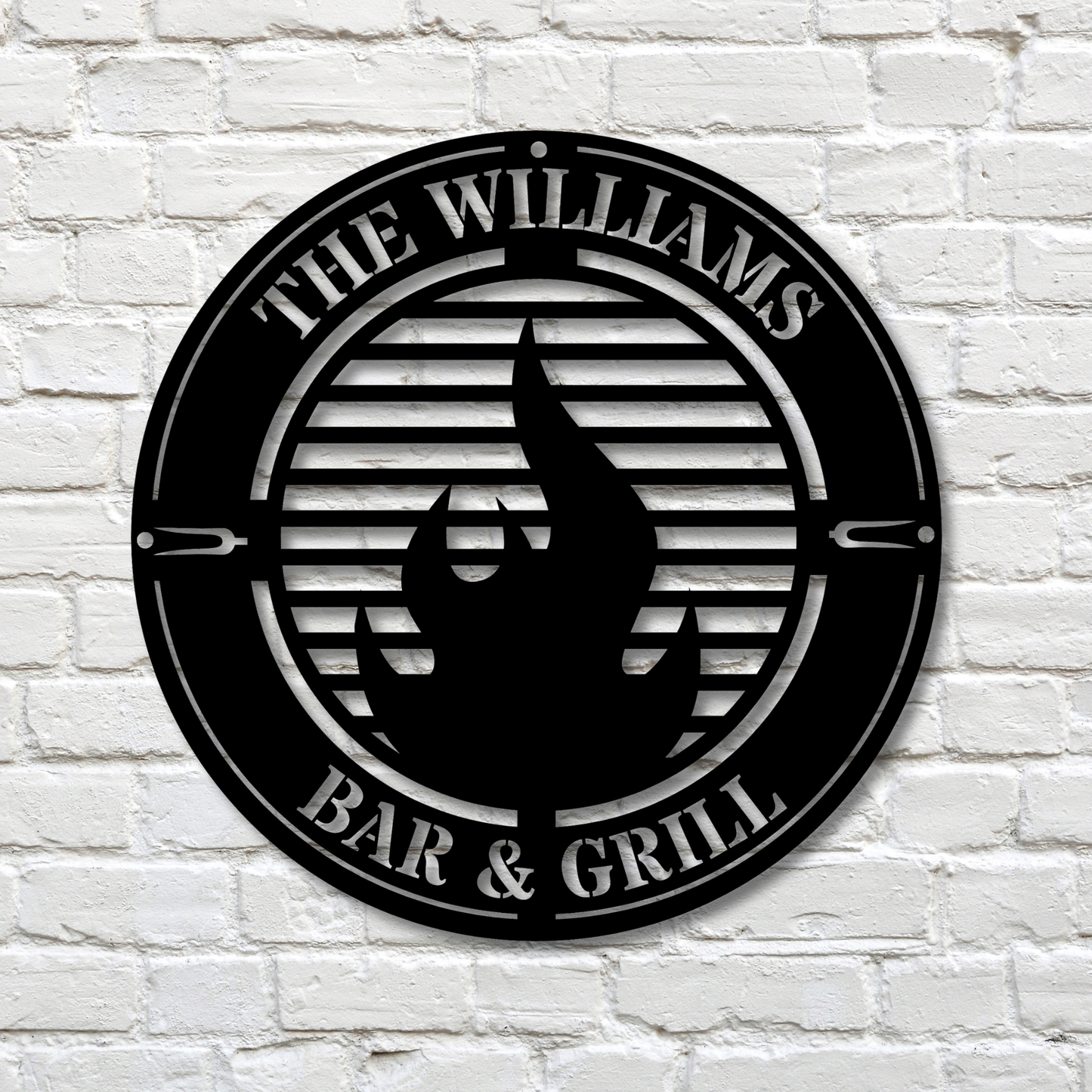 Personalized Bar and Grill Sign , Personalized Metal Barbecue Wall Sign, Custom Grill Sign, BBQ Wall Art Decor, Outdoor BBQ Decor, Gift for Grill Lovers