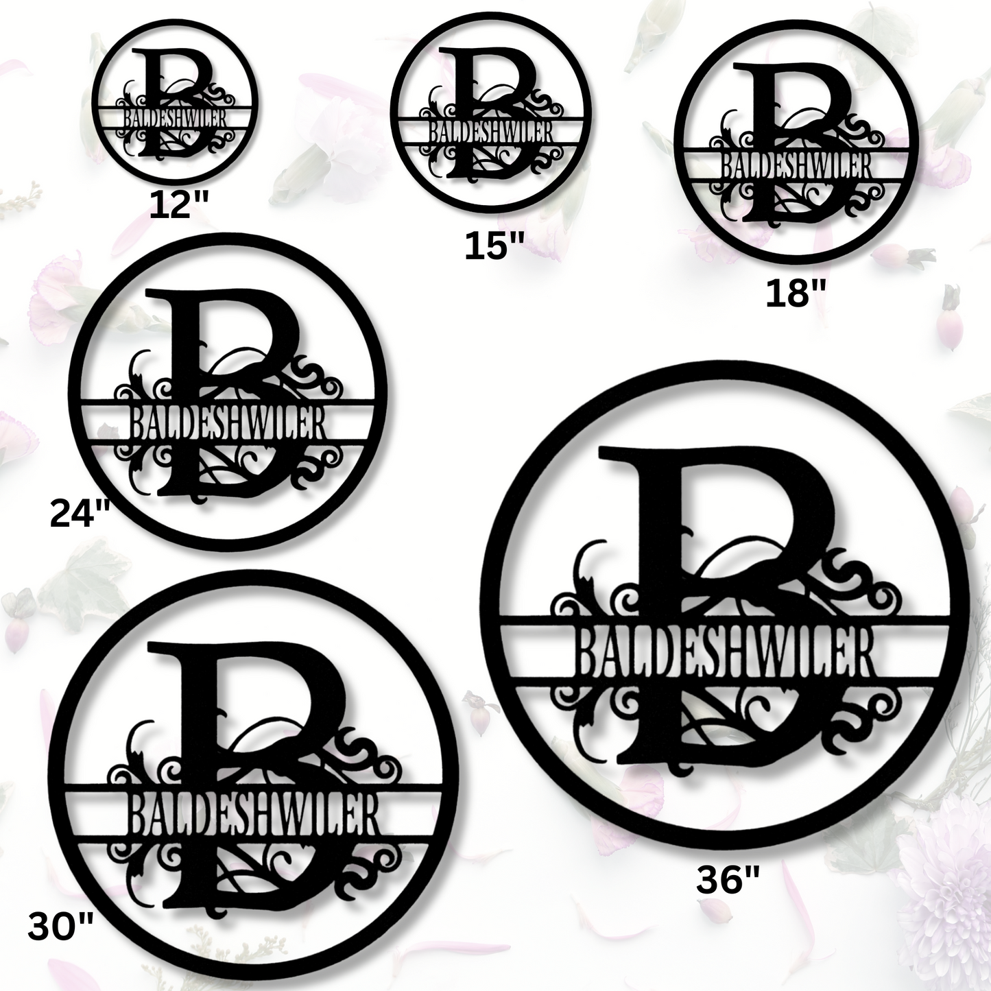 Custom Split Circle Metal Sign, Personalized Split Circle Monogram, Housewarming Decor, Indoor Wall Hanging, Christmas Gift, Birthday Gift.