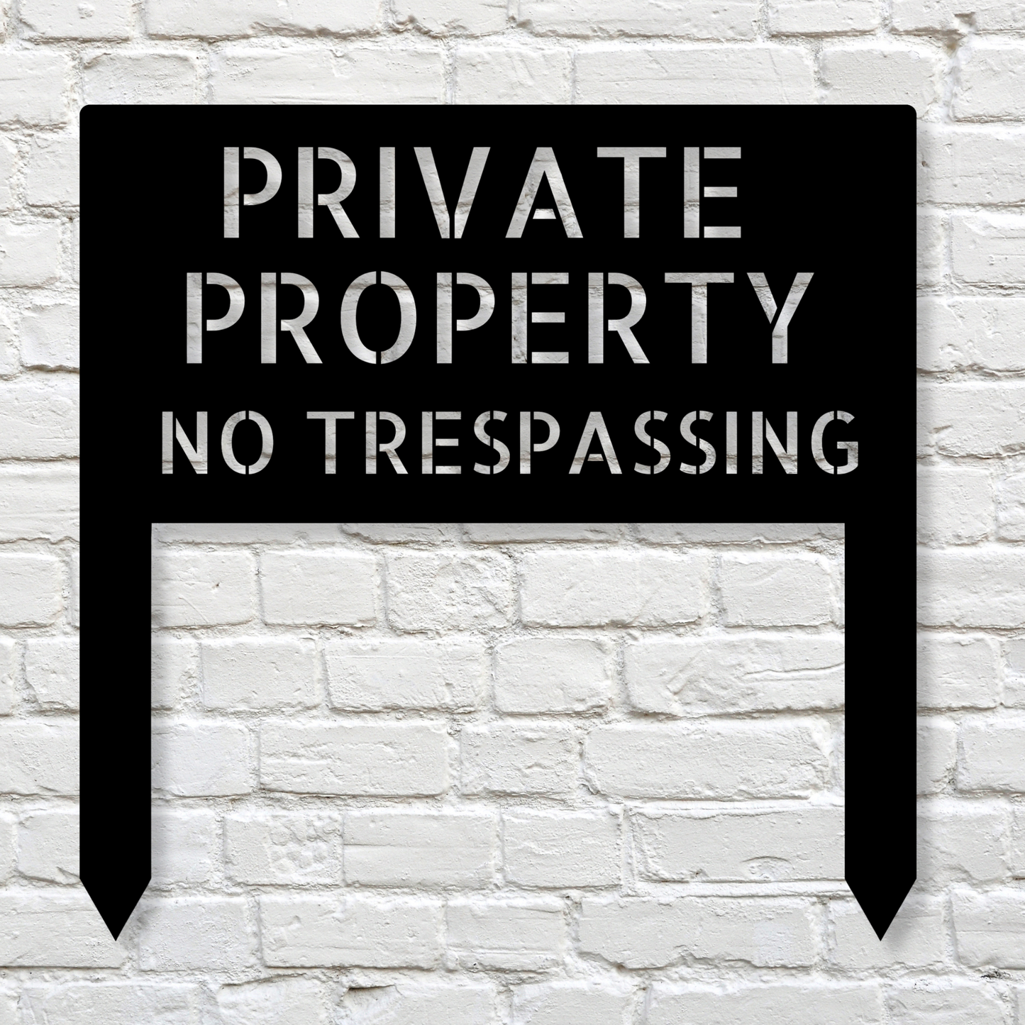 No Trespassing Outdoor Metal Stake Sign, Private Property Front Yard Sign, Custom Words Metal Stake Sign