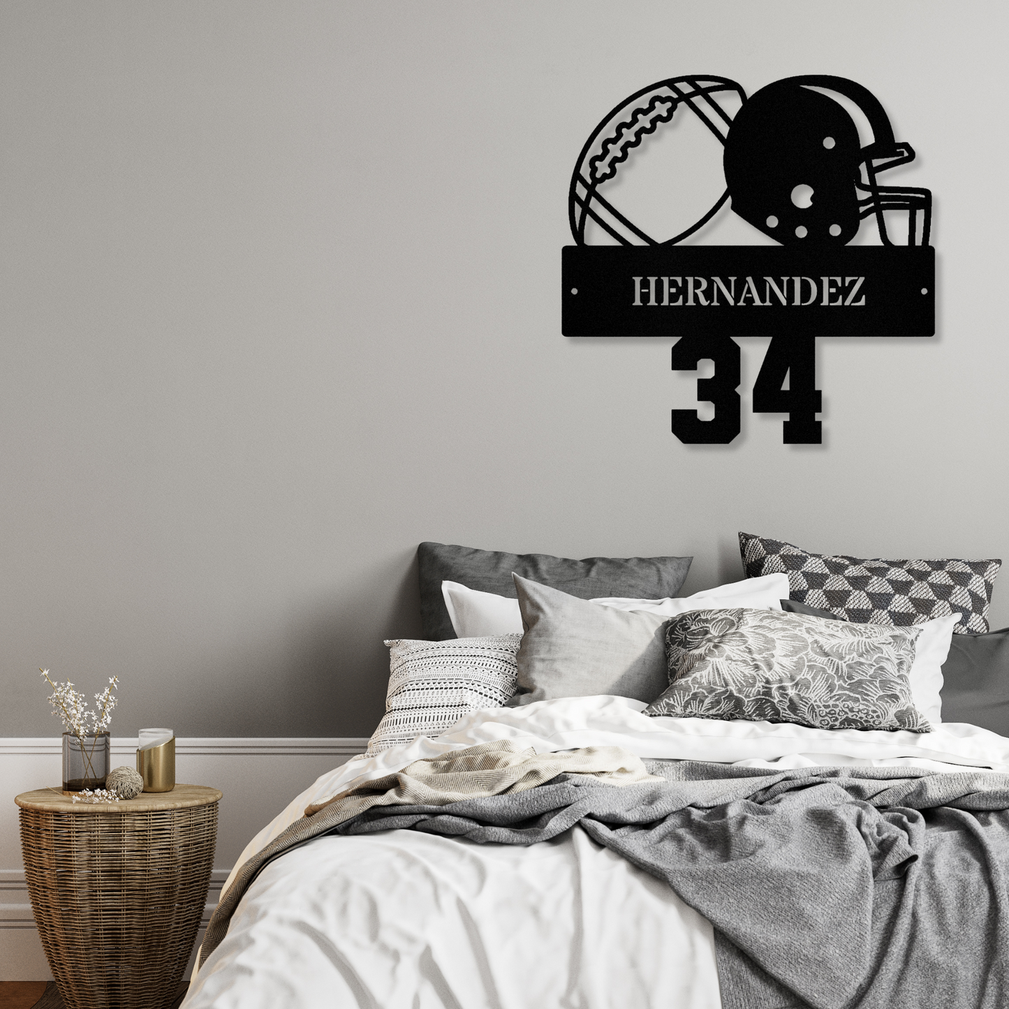 Customized American Football Metal Sign, Last Name Helmet Metal Sign, Personalized Football Metal Name, Football Player Gift