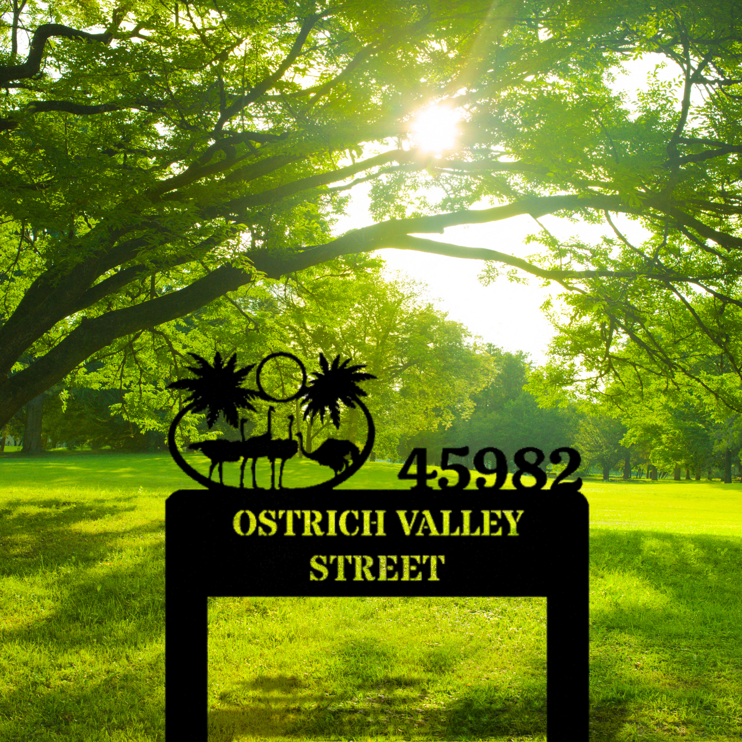Personalized Ostrich Metal Sign, Address Sign, Ostrich Farm Metal Sign, Cabin Metal Sign, Horizontal Address Sign, African Animal Metal Sign, Front Porch Sign