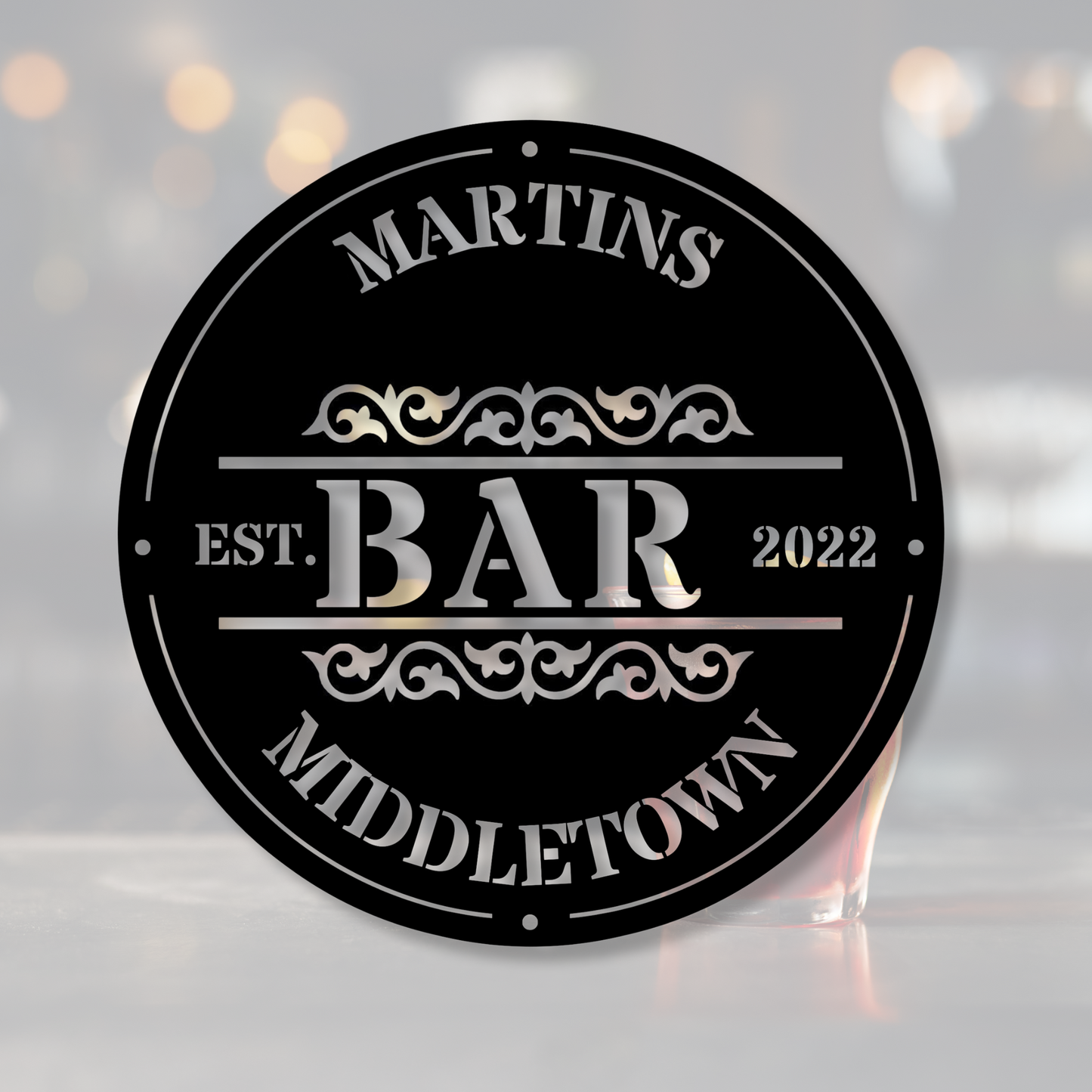 Custom Bar Sign - Personalized Name Metal Sign for Home Decor - Father’s Day and Housewarming Gift- Metal Wall Art, Est. Sign, Custom Plaque