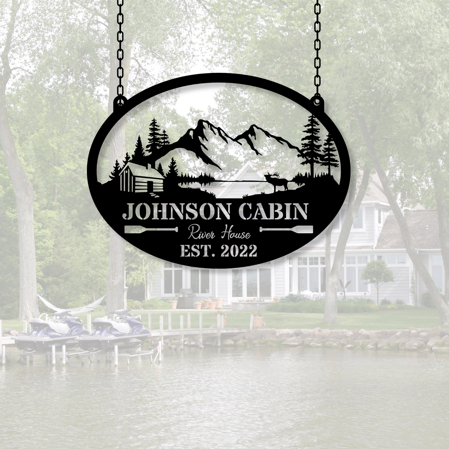 Personalized Metal Cabin Name Sign, Pine Tree Custom Metal Sign, Personalized Gift, Farmhouse Gift, Mountain House Sign, Family Name Sign