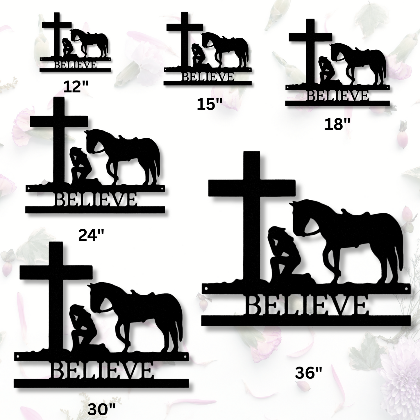 Personalized Praying Girl With A Horse Metal Steel Sign, Kneeling Girl  At A  Cross Custom Sign, Religious Farm Decor, Memorial Signs, Custom Ranch Hangings