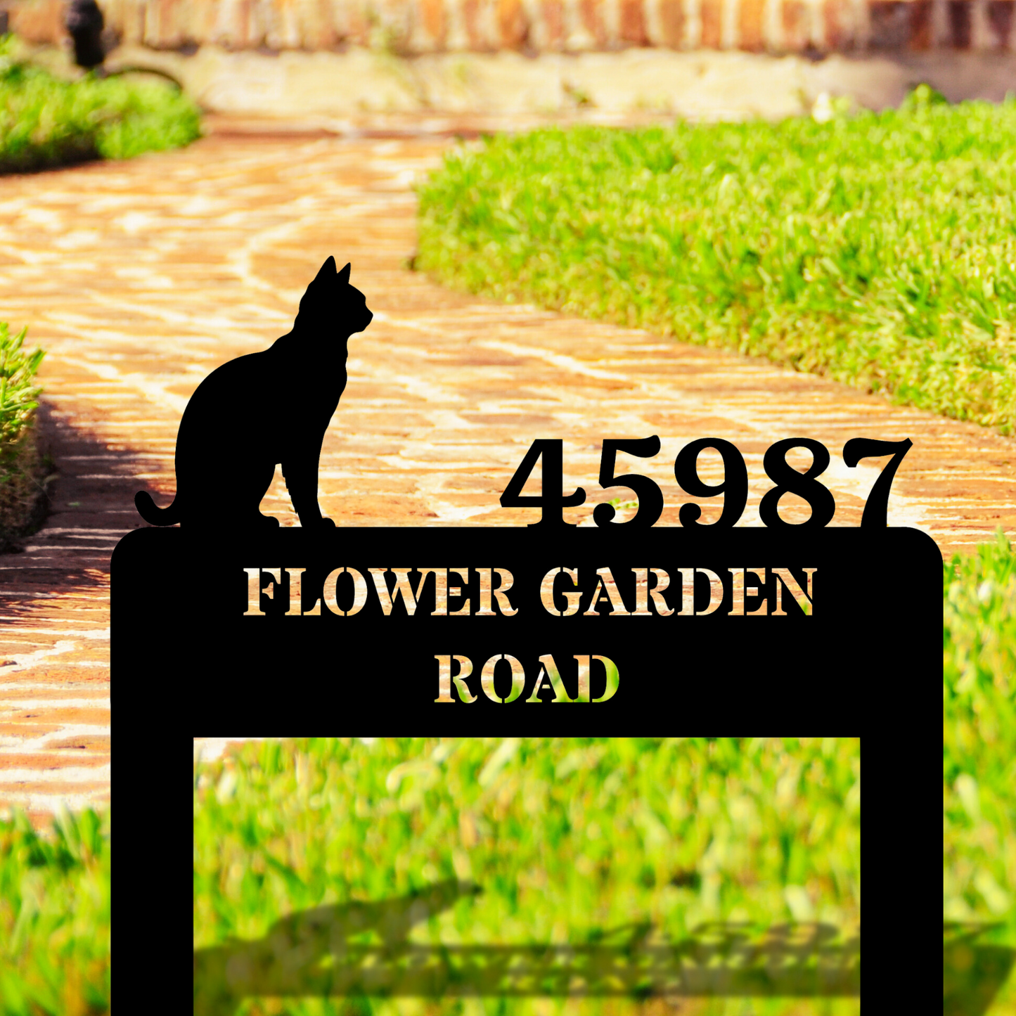 Customized Cat Home Address Metal Stake, Cat Metal Sign, Home Number Metal Sign, Horizontal Address Sign, Cat Lover Sign, Cat Mom Gift, New Home Address Sign, Choose Cat Sign