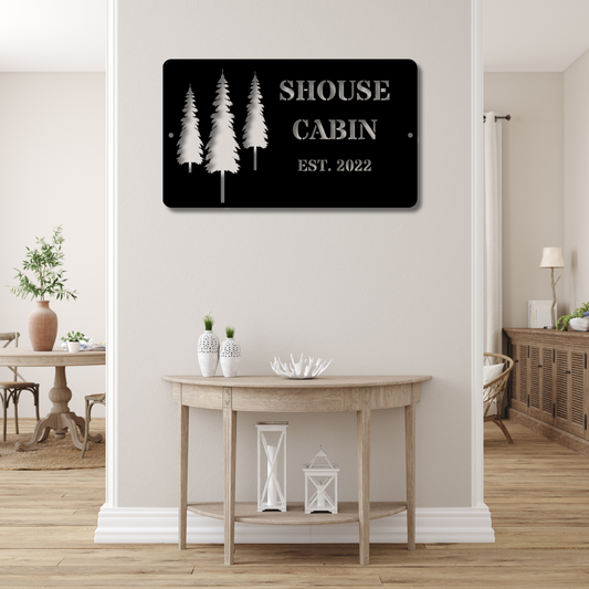 Custom Cabin Sign Metal Wall Decor, Rustic Cabin Sign, Personalized Cabin Art, Metal Cabin Sign, Outdoor Cabin Decor, Cabin Life Decor