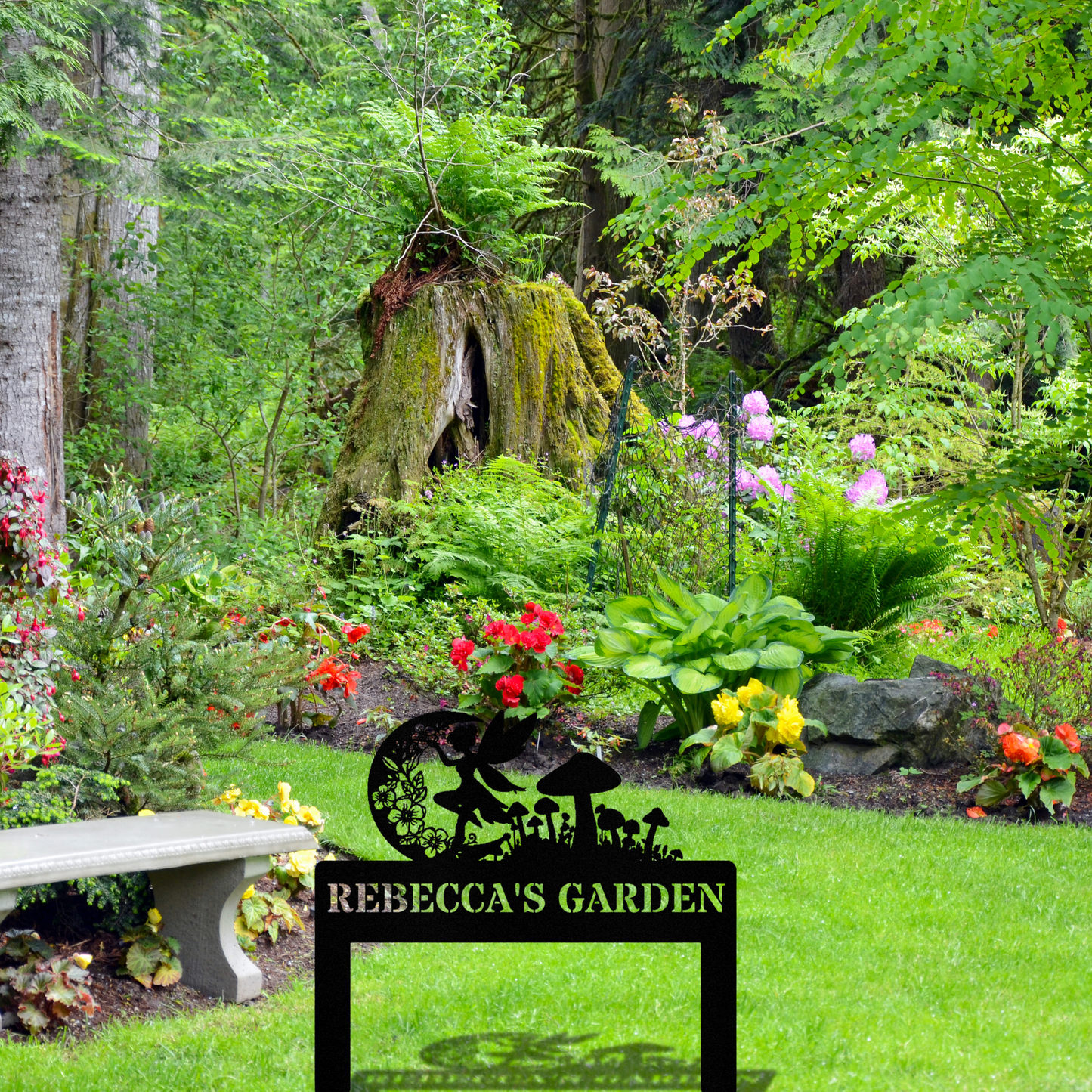 Custom Fairy Garden Metal Sign, Garden Metal Decor, Yard Sign, Mom Nana Gift, Outdoor Garden Decor, Fairy Themed Garden Stake Gardening Gift