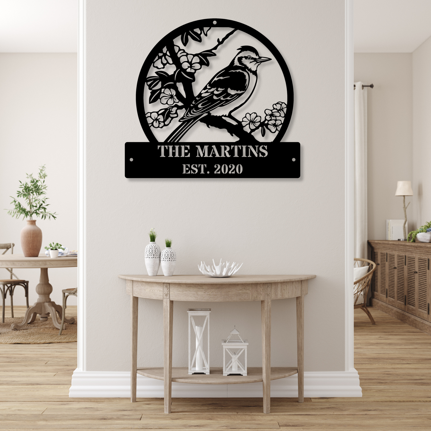 Custom Wall Metal Sign, Bird Wall Decor, Floral Bird Wall Sign, Housewarming Metal Sign, Living Room Sign, Wedding Gift, Nana's Garden Sign