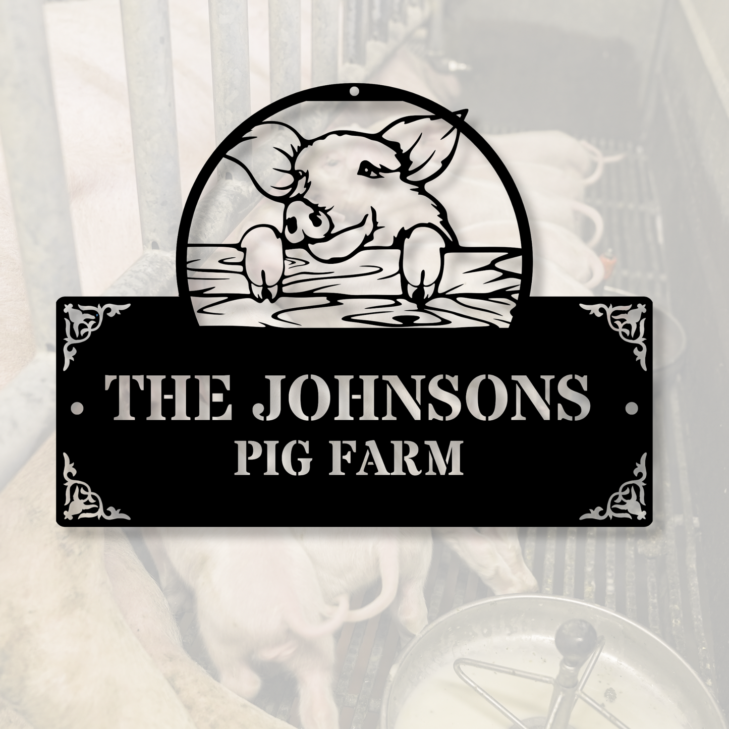 Custom pig farm metal sign, Pig farm decor, Farmhouse metal art, Rustic pig wall decor, Personalized farming gift